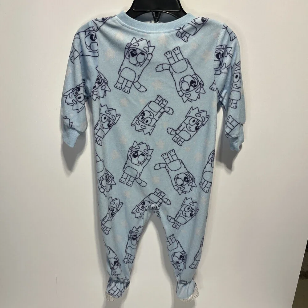 Bluey 12 month baby bodysuit PJs Sleeper Footies Zip up Blue Cozy One-piece EUC